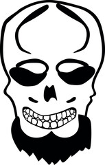 Flat isolated bearded skull. Halloween skull illustration vector.