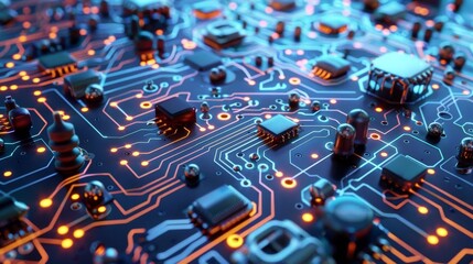 Fototapeta premium 119 Bio molecular nanotech electronic circuit board components 3D model