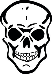 Flat isolated creepy skull. Halloween skull illustration vector.