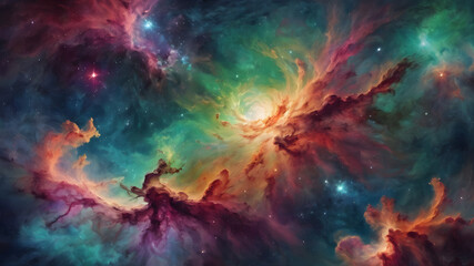 Colorful space galaxy cloud nebula. Stary night cosmos, close up of vibrant nebula in the night sky, view from outer space background, colorful abstract nebula space galaxy, fantastic supernova