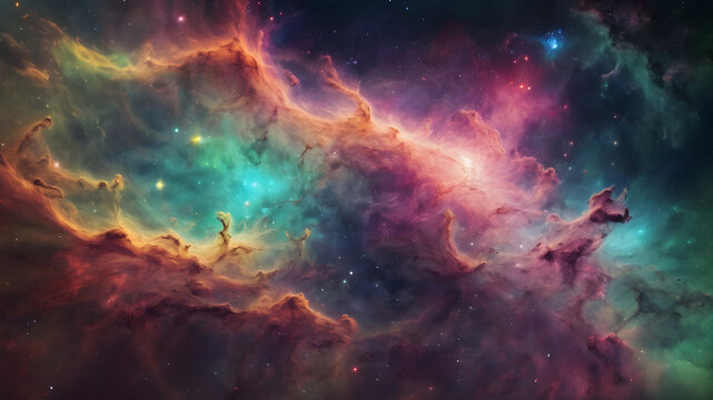 Colorful space galaxy cloud nebula. Stary night cosmos, close up of vibrant nebula in the night sky, view from outer space background, colorful abstract nebula space galaxy, fantastic supernova
