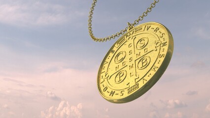 The medal of Saint Benedict - 3D Illustration