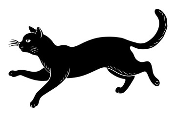 silhouette cat jumping vector illustration