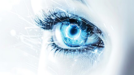 Futuristic AI Training Products Banner on White Background with Blank Center for Text, Minimalistic Composition for Online Shop.