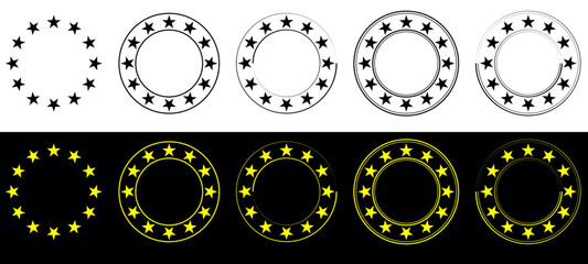 Star in circle icon, star in a round circular illustration.