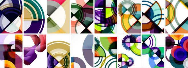 Set of trendy colorful circle geometric posters or abstract backgrounds. Vector Illustration For Wallpaper, Banner, Background, Card, Book Illustration, landing page