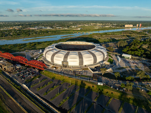 Santiago del Estero, Argentina, March 1, 2023: Aerial view of the &Uacute;nico Madre de Ciudades Stadium, Santiago del Estero, Argentina.
