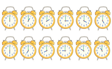 目覚まし時計のイラストセット