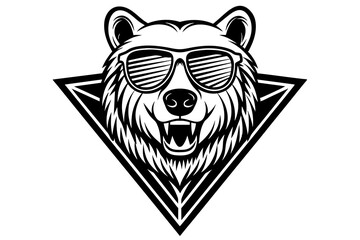 bear sunglasses logo style vector illustration