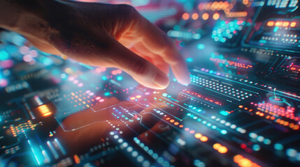  Hand Floating Over Dynamic Interface, Starting Sequence, digital technology