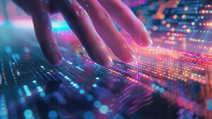  Hand Floating Over Dynamic Interface, Starting Sequence, digital technology