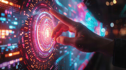  Hand Floating Over Dynamic Interface, Starting Sequence, digital technology