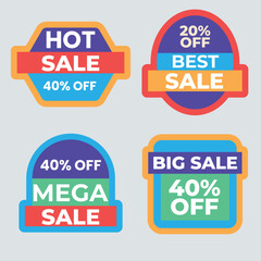 Sale tags collection. Special offer, big sale, discount, best price, mega sale banner set.
