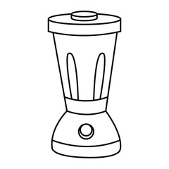 An illustration of black and white blender. Children coloring page with kitchen utensil.