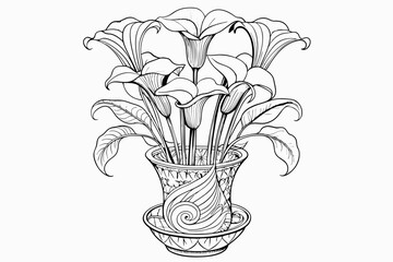 flower top vector outline illustration 