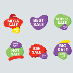 Sale tags collection. Special offer, big sale, discount, best price, mega sale banner set.