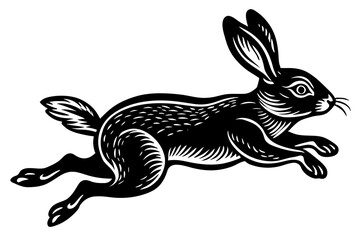 bunny jumping style vector silhouette illustration