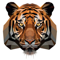 tiger head polygonal isolated on white background