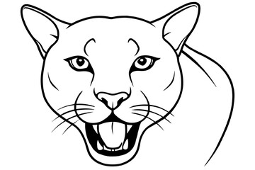 male puma outline art head vector illustration