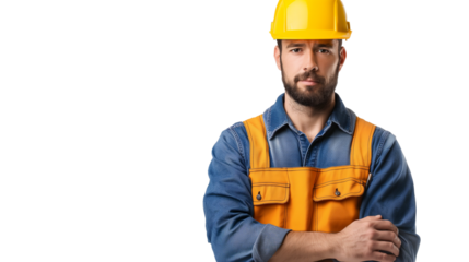 portrait of an engineer isolated on transparent background 