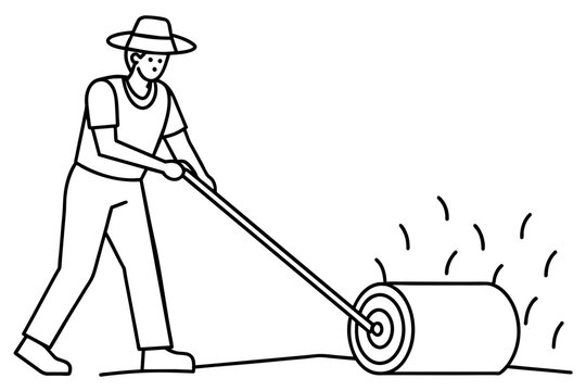 recommend clip art: mow hay vector outline illustration