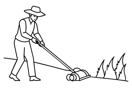 person using tool to extinguish fire clip art preview