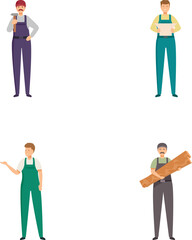 Obraz premium Illustration of four men in different work attire representing diverse professions