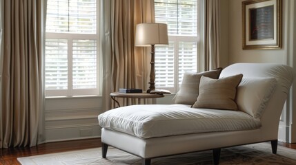A chaise lounge or armchair in the bedroom provides a cozy spot for reading or simply relaxing