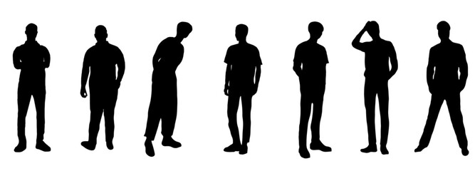 Set of standing man silhouettes. Used for decoration, advertising design, websites or publications, banners, posters and brochures.