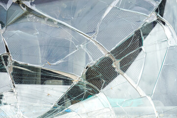 Close-up of a cracked windshield