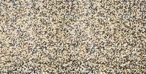 Background surface of black and white terrazzo floor, stone wall abstract