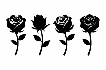 rose flower silhouette vector illustration