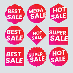 Sale tags collection. Special offer, big sale, discount, best price, mega sale banner set.