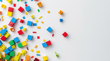 Colorful Bricks Spread Across White Surface