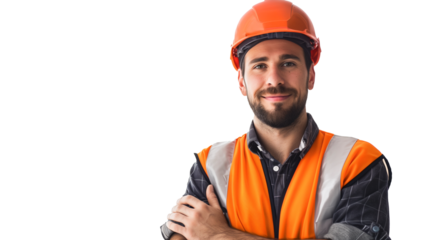 portrait of an engineer isolated on transparent background