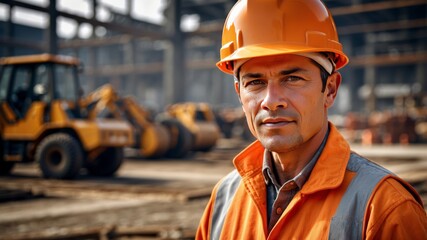 american construction worker in warehouse