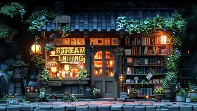 Animated Twitch Screens China Shop for Stream - BRB Media background. Twitch package overlays, panels. Twitch screens. Media overlay for stream. Animated background for stream on twitch or youtube.