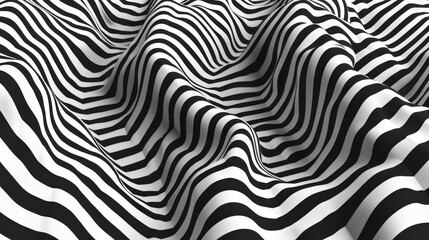 An abstract pattern of black and white waves, creating a mesmerizing visual texture.