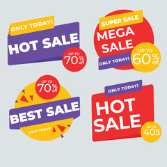 Sale tags collection. Special offer, big sale, discount, best price, mega sale banner set.