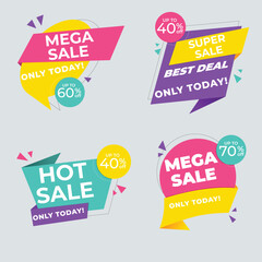 Sale tags collection. Special offer, big sale, discount, best price, mega sale banner set.