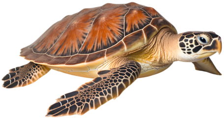 sea turtle isolated on transparent background.
