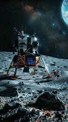 Graphic of Illustration of scientific data and AI integration on the lunar surface
