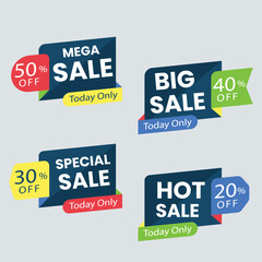 Sale tags collection. Special offer, big sale, discount, best price, mega sale banner set.