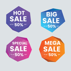Sale tags collection. Special offer, big sale, discount, best price, mega sale banner set.