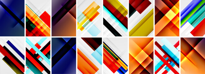 Fototapeta premium Set of low poly triangles poster geometric backgrounds. Vector Illustration For Wallpaper, Banner, Background, Card, Book Illustration, landing page