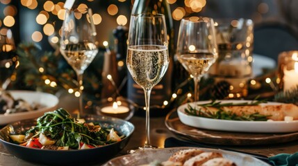 A New Year's Eve dinner with a menu of celebratory dishes and sparkling champagne. The evening culminates in a countdown to the new year,