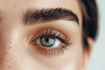 Obraz premium Female Eye with Extreme Long False Eyelashes. Eyelash Extensions. Makeup, Cosmetics, Beauty. Close up, Macro, skin care concept, Beauty concept