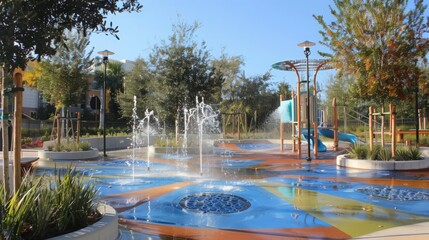 A playground adjacent to a community garden, encouraging children to explore nature and gardening