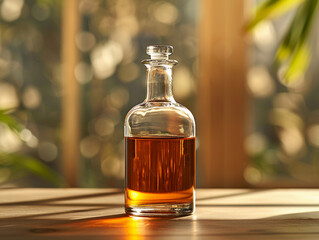 Sunlit Bottle of Amber Liquid