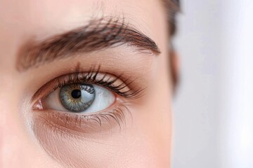 Naklejka premium Female Eye with Extreme Long False Eyelashes. Eyelash Extensions. Makeup, Cosmetics, Beauty. Close up, Macro, skin care concept, Beauty concept